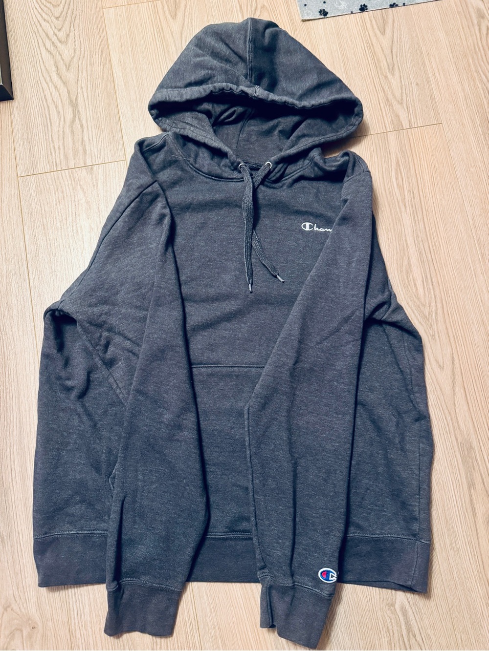 Champion Dark Gray Pullover Hoodie with Subtle Logo